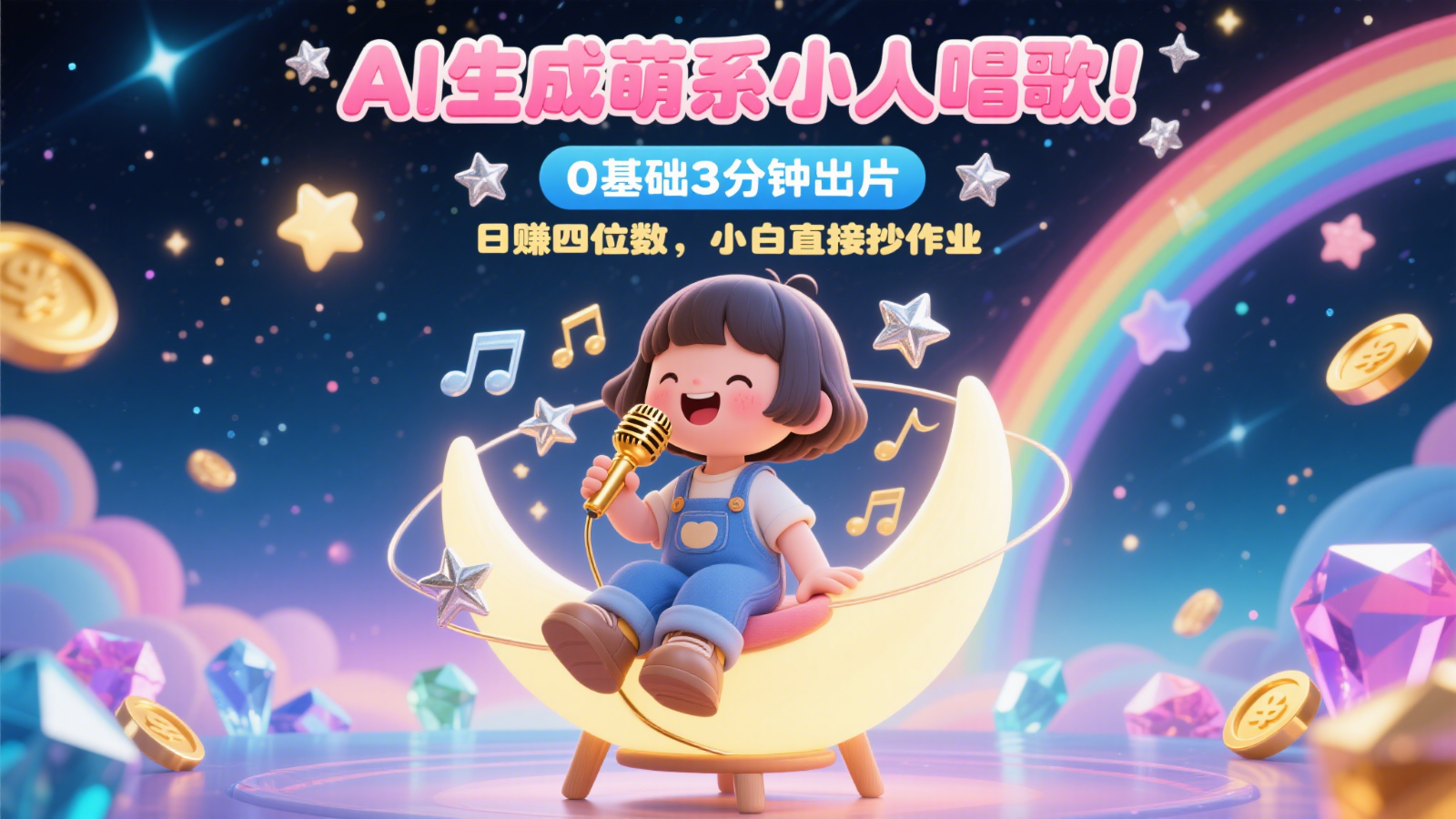 AI生成萌系小人唱歌！0基础3分钟出片，28个作品涨粉9万，日赚四位数，小白直接抄作业壹学湾 - 一站式在线学习平台，专注职业技能提升与知识成长壹学湾