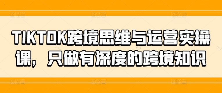 TIKTOK跨境思维与运营实操课，只做有深度的跨境知识壹学湾 - 一站式在线学习平台，专注职业技能提升与知识成长壹学湾