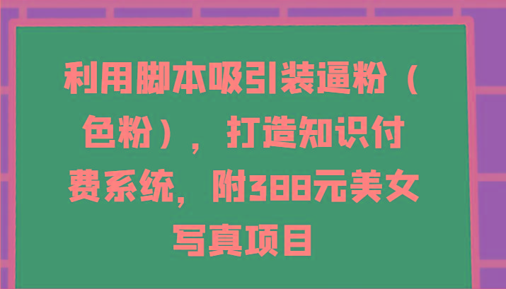 利用脚本吸引装逼粉(色粉)，打造知识付费系统，附388元美女写真项目壹学湾 - 一站式在线学习平台，专注职业技能提升与知识成长壹学湾