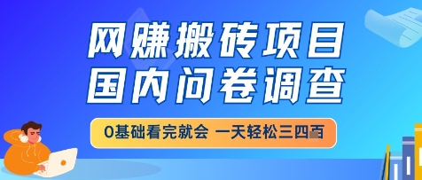 网创搬砖项目，国内问卷调查，小白轻松上手，一天三四张的也不难，干就完了【揭秘】壹学湾 - 一站式在线学习平台，专注职业技能提升与知识成长壹学湾