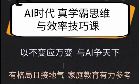 Ai时代真学霸思维与学习方法课，有格局且接地气，家庭教育有力参考壹学湾 - 一站式在线学习平台，专注职业技能提升与知识成长壹学湾