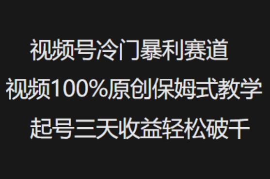 视频号冷门暴利赛道视频100%原创保姆式教学起号三天收益轻松破千壹学湾 - 一站式在线学习平台，专注职业技能提升与知识成长壹学湾