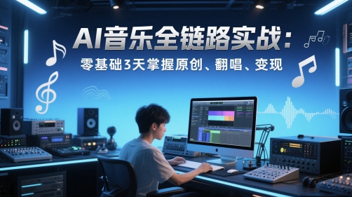 AI音乐全链路实战变现课：零基础3天掌握原创、翻唱、变现壹学湾 - 一站式在线学习平台，专注职业技能提升与知识成长壹学湾