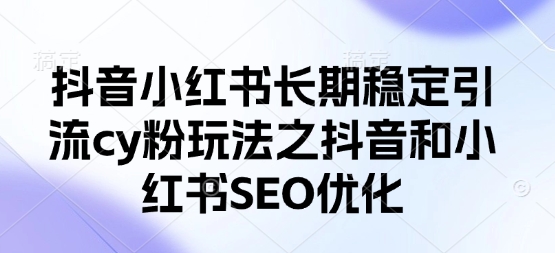 抖音小红书长期稳定引流cy粉玩法之抖音和小红书SEO优化壹学湾 - 一站式在线学习平台，专注职业技能提升与知识成长壹学湾