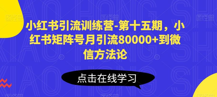 小红书引流训练营-第十五期，小红书矩阵号月引流80000+到微信方法论壹学湾 - 一站式在线学习平台，专注职业技能提升与知识成长壹学湾