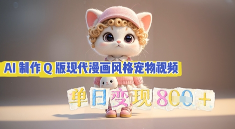 AI制作Q版现代漫画风格宠物视频，单日变现几张-百创源-全网首发各大平台项目资源、专注分享新出网上vip赚钱方法、vip课程视频教程、付费网络课程以及网赚培训，学习引流、建站、赚钱等，学项目技术从这里开始！