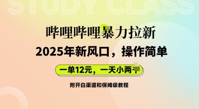 哔哩哔哩暴力拉新：2025年新风口，一单12元，一天数张(附开白渠道和保姆级教程)-百创源-全网首发各大平台项目资源、专注分享新出网上vip赚钱方法、vip课程视频教程、付费网络课程以及网赚培训，学习引流、建站、赚钱等，学项目技术从这里开始！